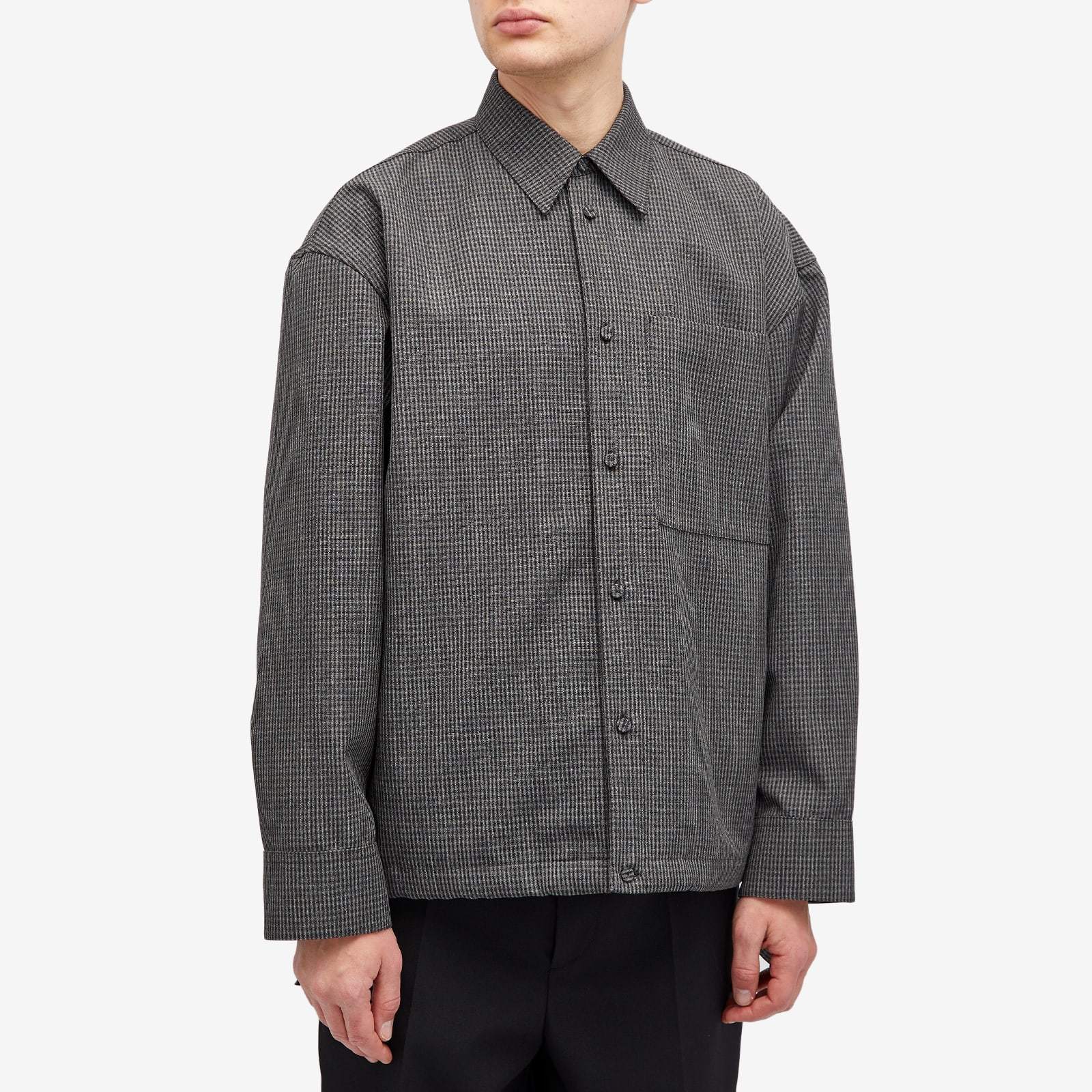 Jil Sander Striped Wool Shirt Jacket In Black