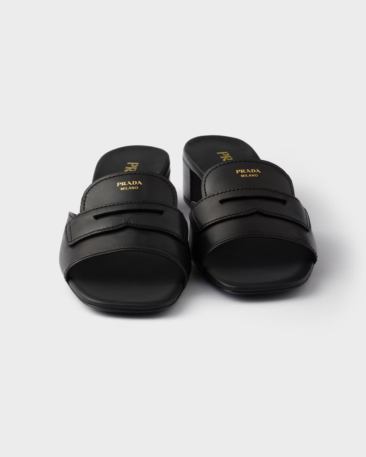 Prada Leather Sandals In Black