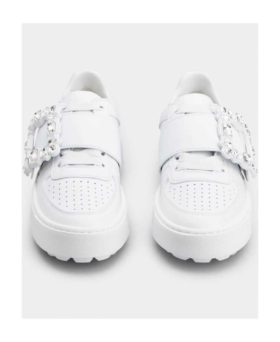 Shop Roger Vivier Embellished Buckle Sneakers In White