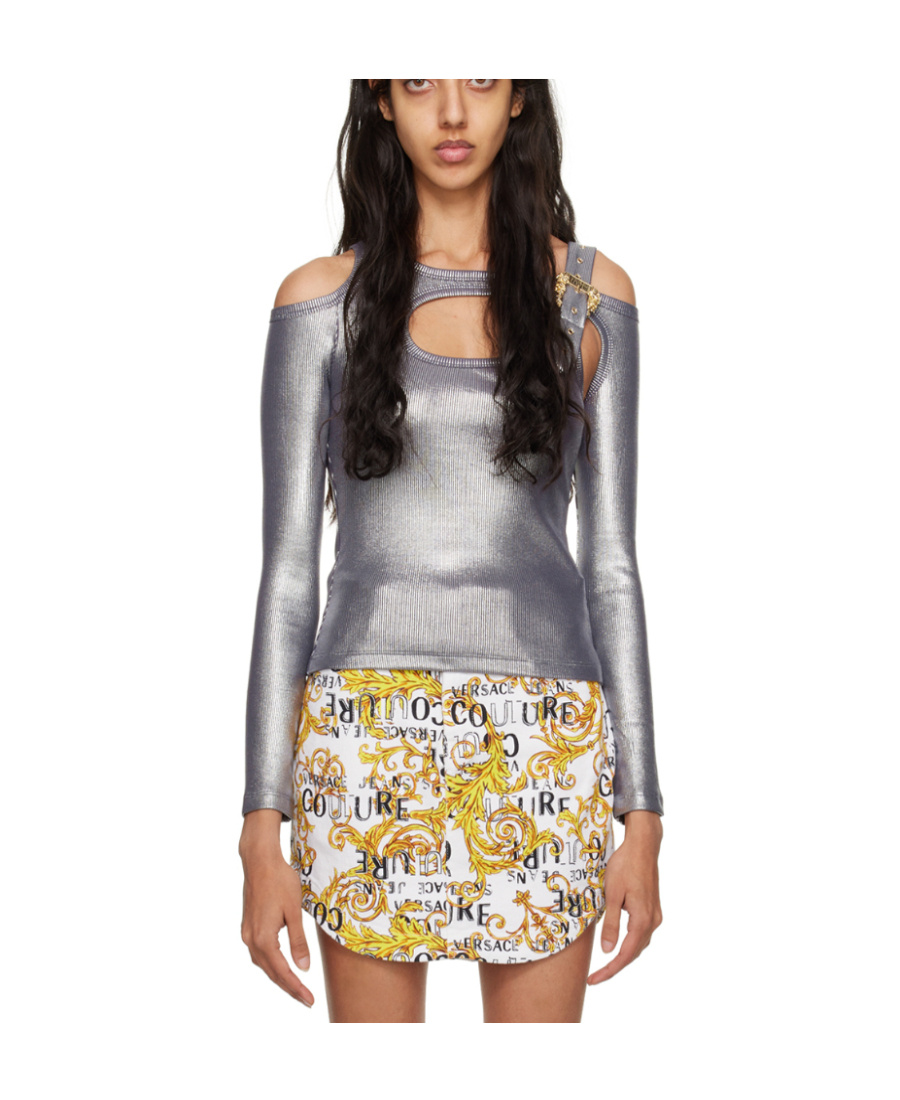 Versace Jeans Long-sleeved T-shirt With Buckle In Multicolor