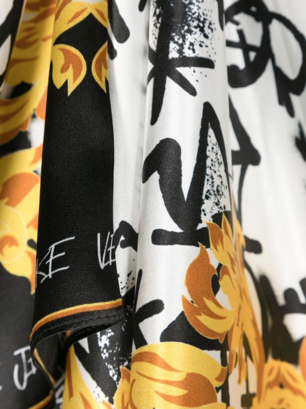 Versace Jeans Logo-print Silk Scarf In Multicolor