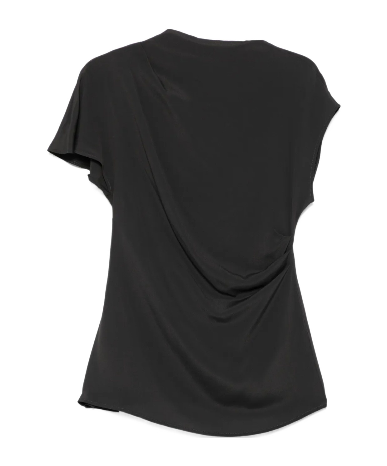 Semicouture Black Crewneck Top With Short Sleeves In Black
