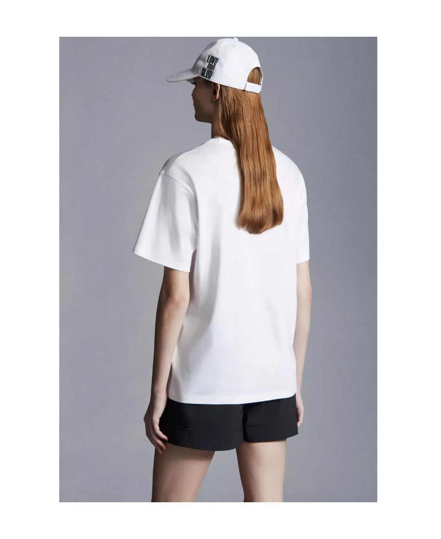 Moncler Slogan-print Logo-patch T-shirt In White
