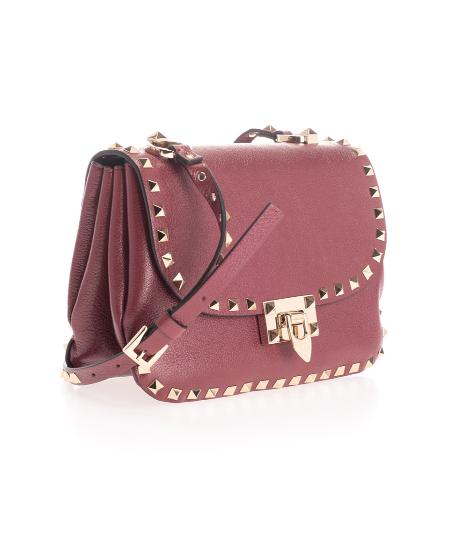 Valentino Decorated Shoulder Bag With Studs In Red