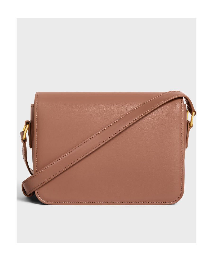 Celine Women Teen Triomphe Leather Shoulder Bag In Brown