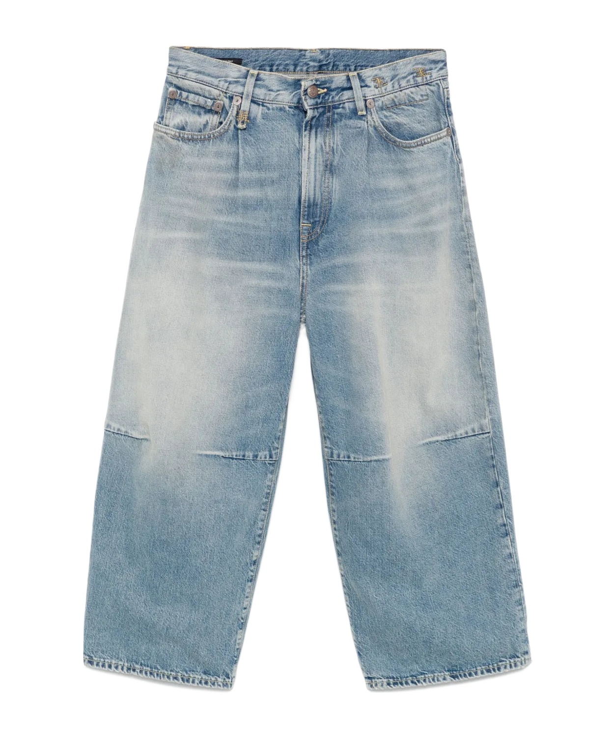 R13 Wide-leg Cropped Jeans With Concealed Fastening In Blue