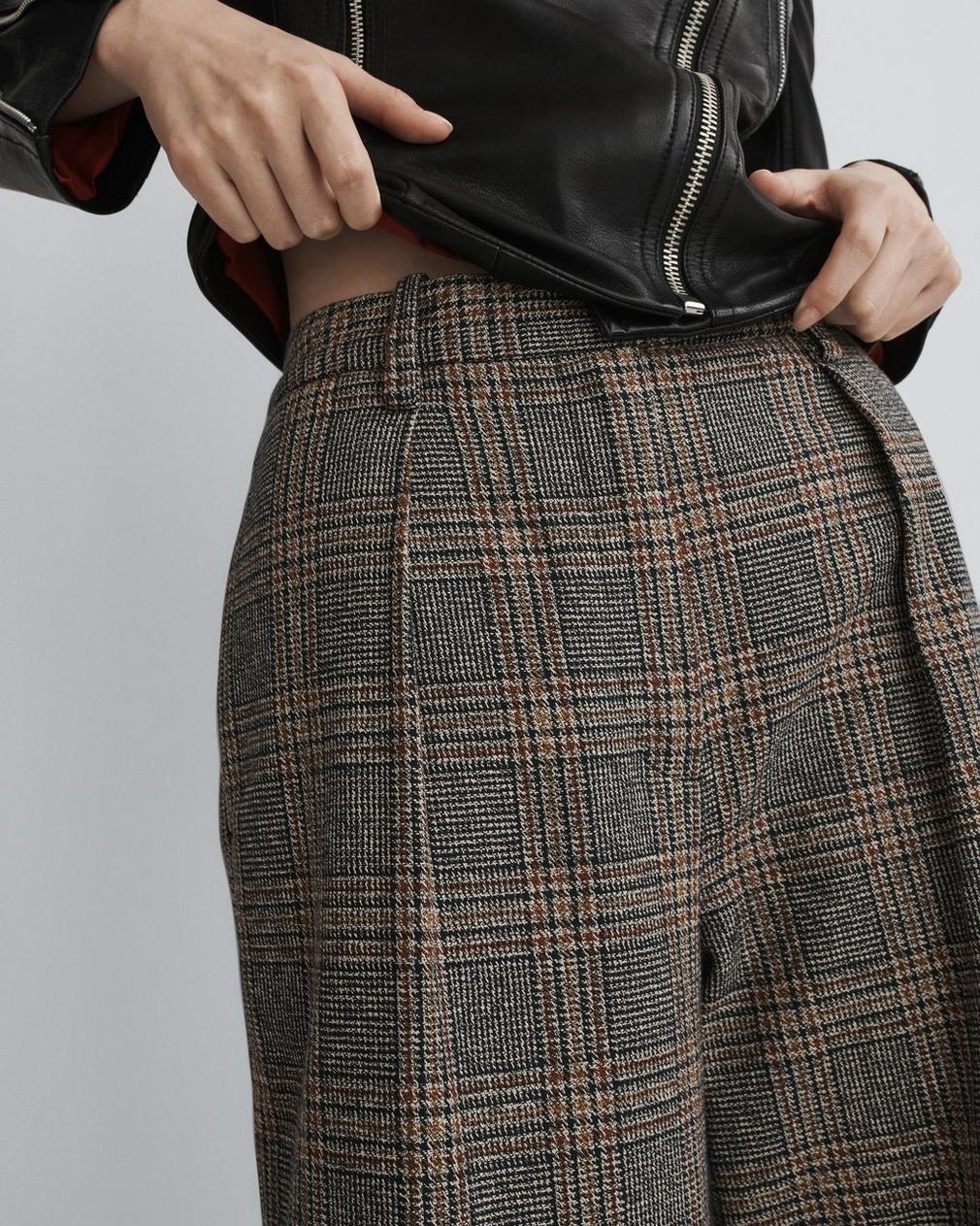 Rag & Bone Bennet Plaid Wide-leg Trousers In Gray