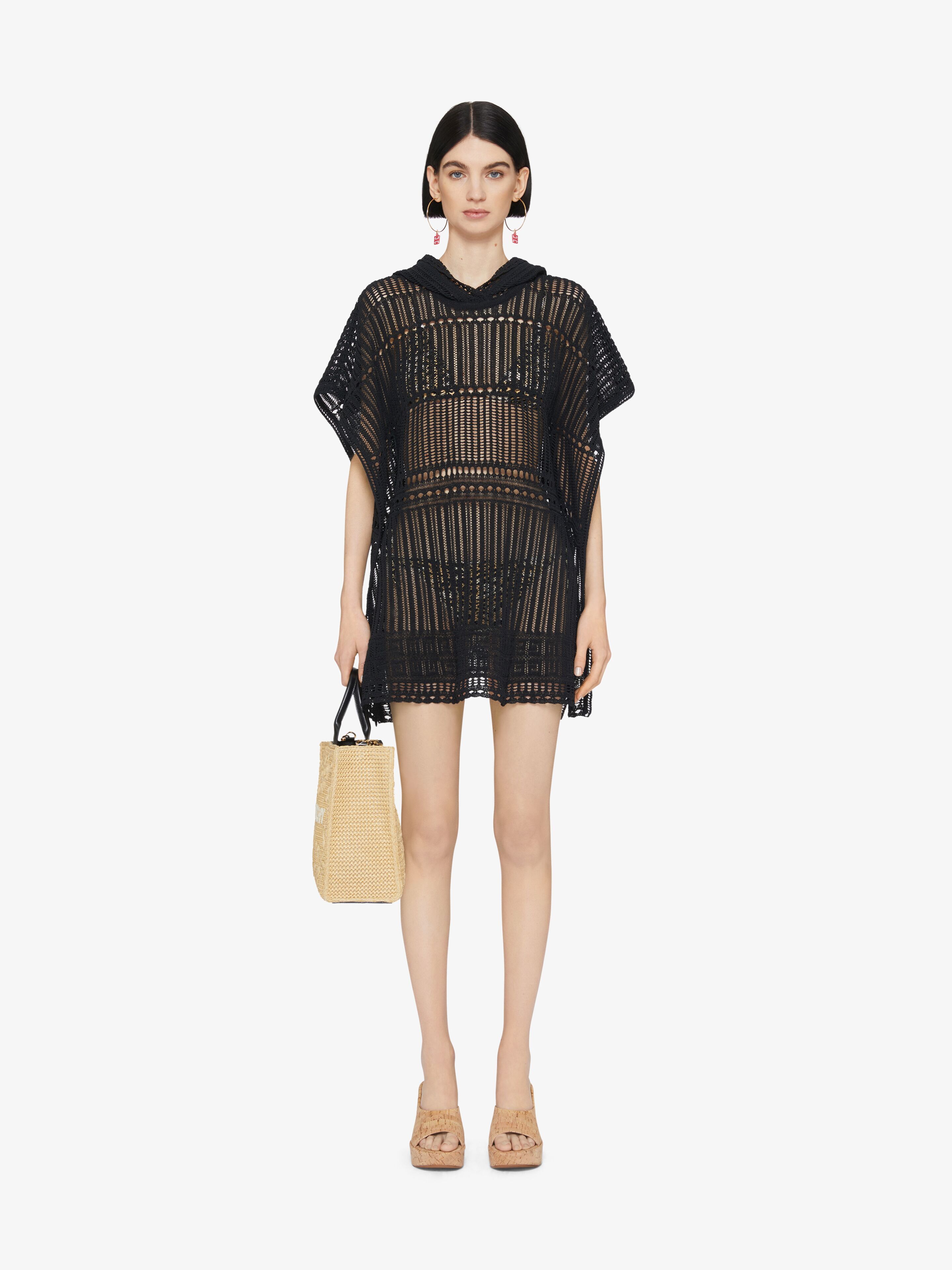 Givenchy Crocheted Hooded Blouse In Black