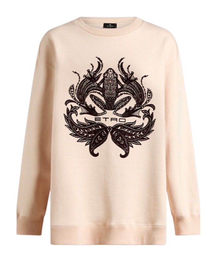 Etro Sweatshirt Mit Beflocktem Druck In Nude