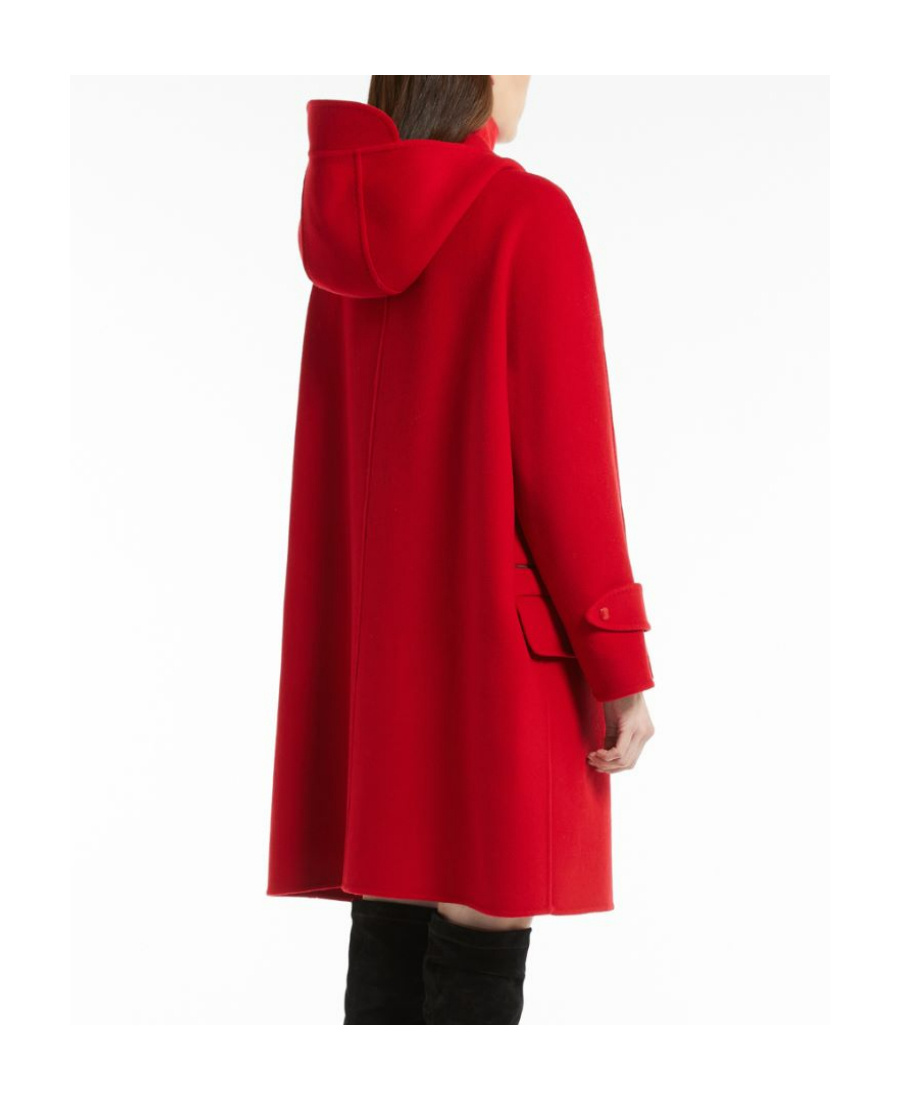 Max Mara Hooded Wool Coat In Red