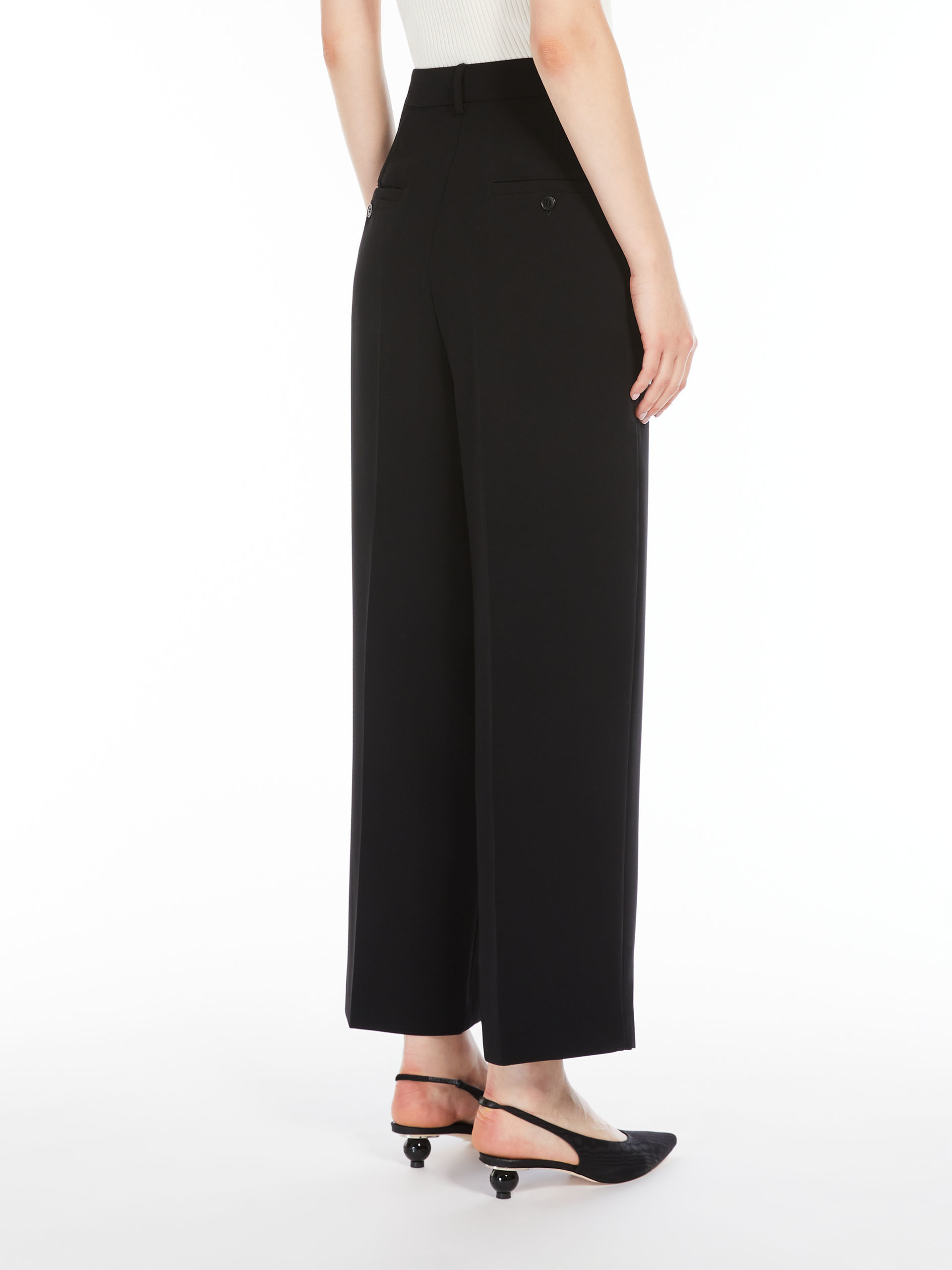Weekend Max Mara Belt And Loop Wide-leg Pants In Black