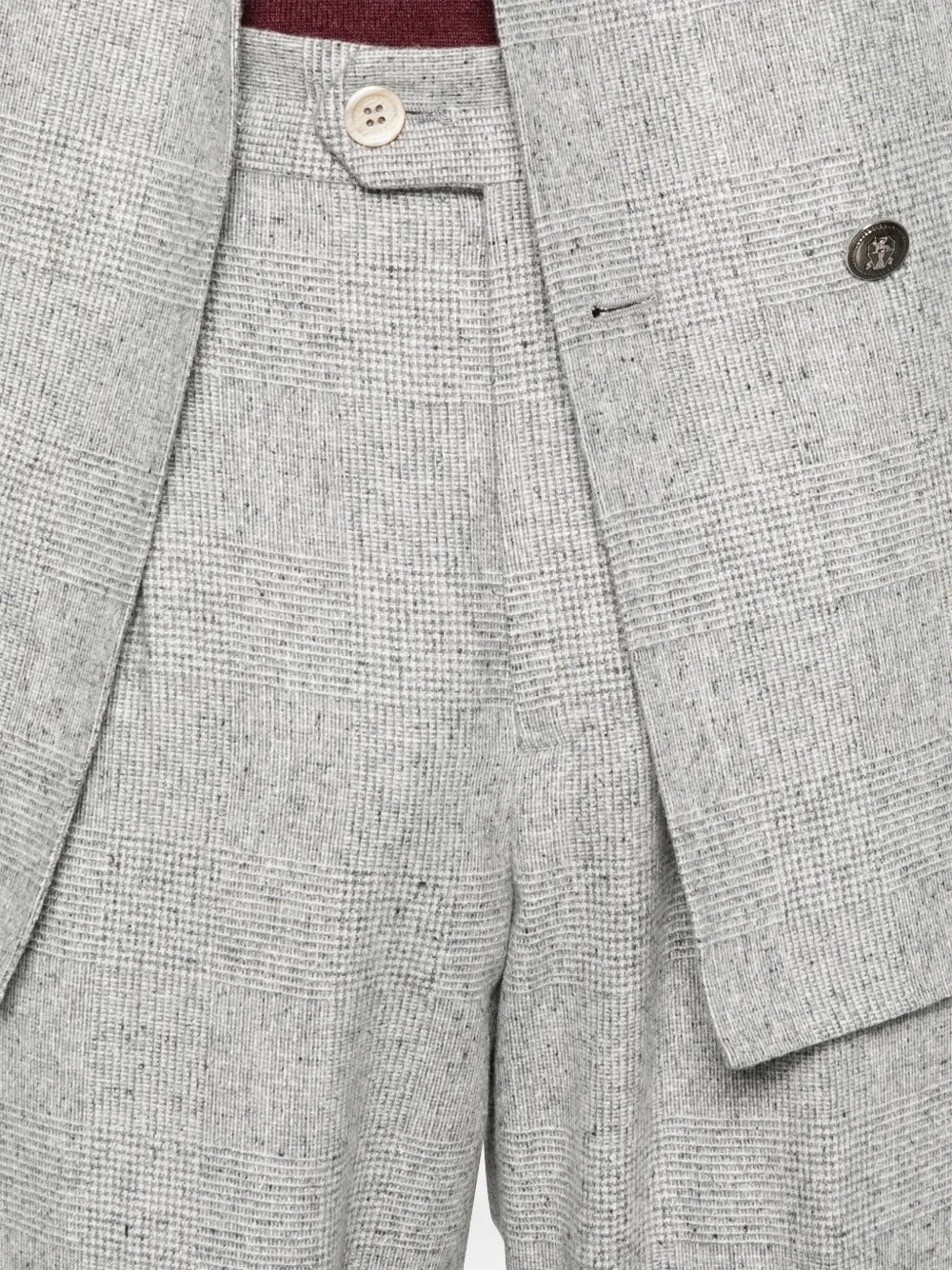 Brunello Cucinelli Men Wool And Silk Double-breasted Suit In Gray