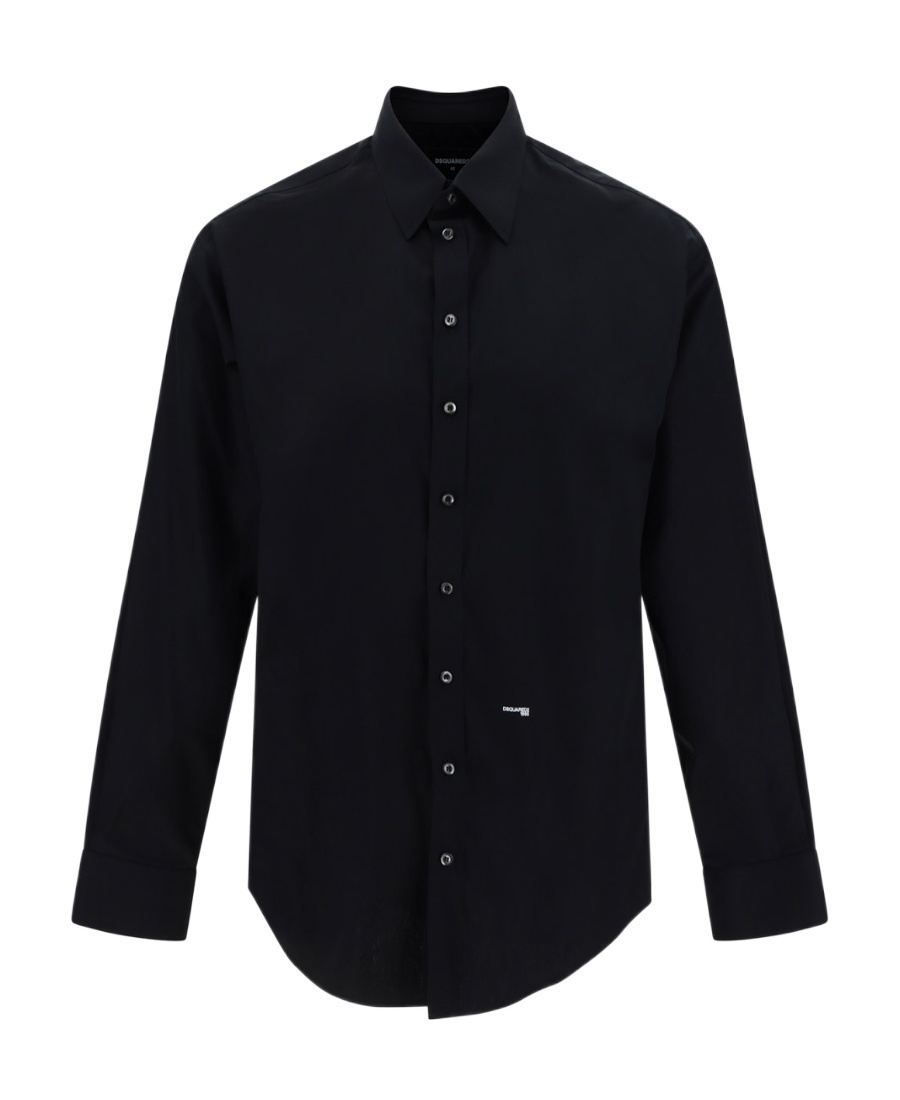 Dsquared2 Dsquared Men Black Stretch Poplin Shirt In Black