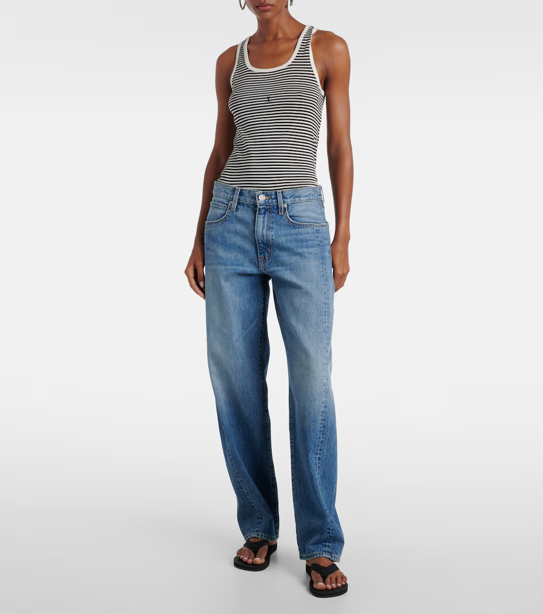 Slvrlake Wide-leg Faded Denim Trousers In Blue