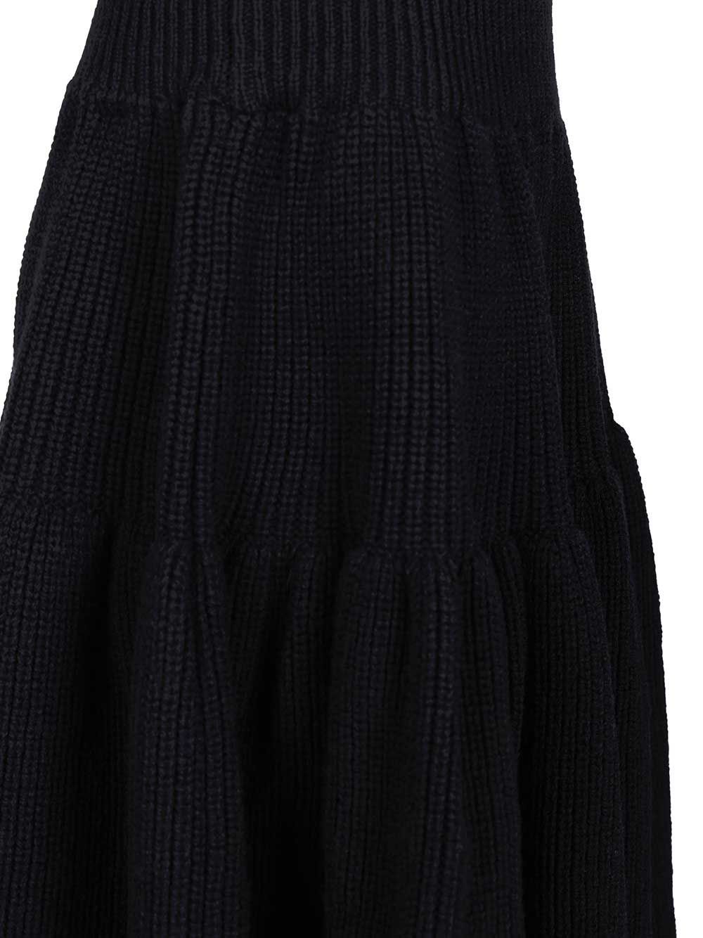 Dries Van Noten Wool Twill Midi Skirt Skirts Black In Black