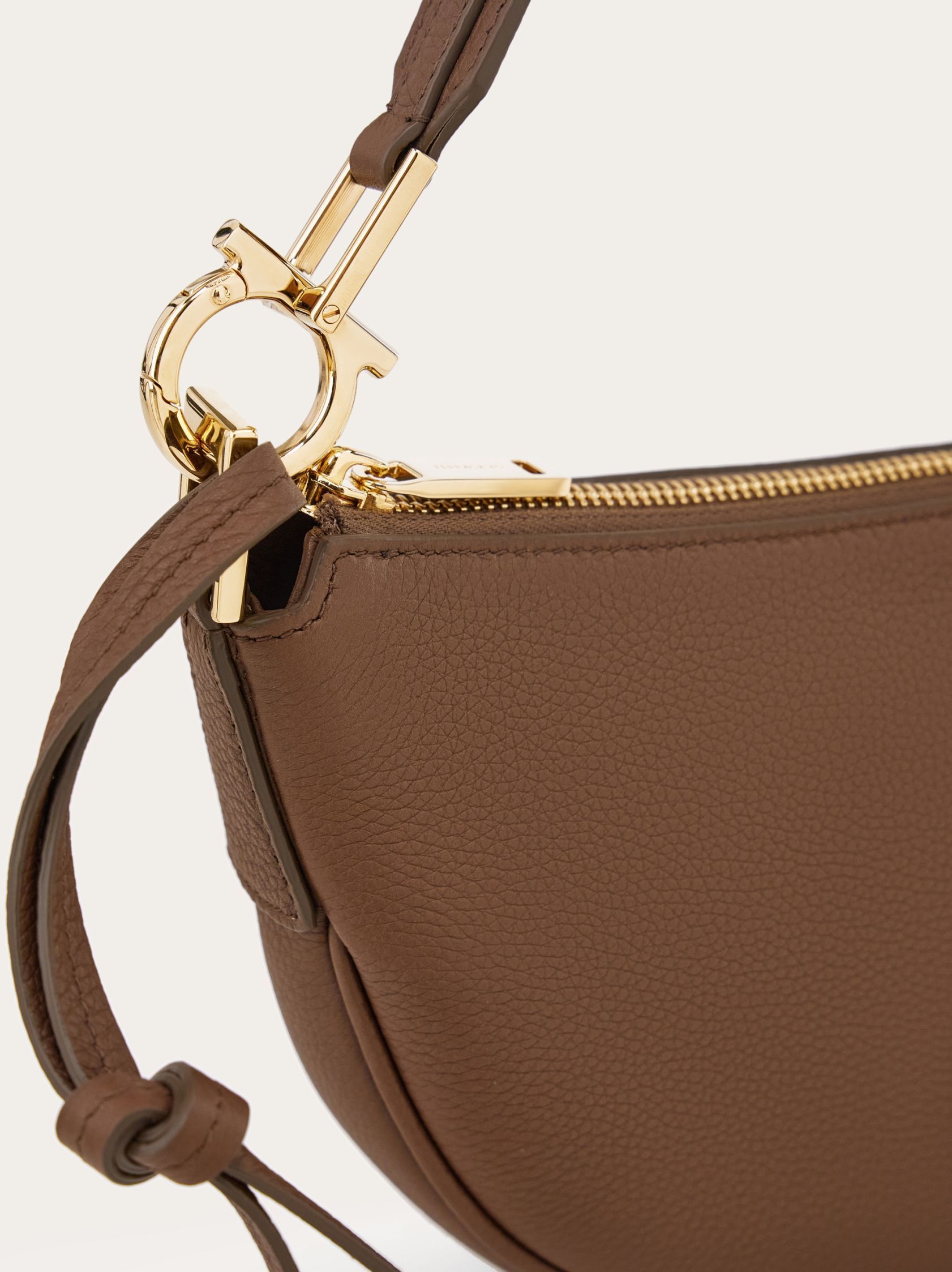 Ferragamo Semi-moon Small Stray Bag In Brown