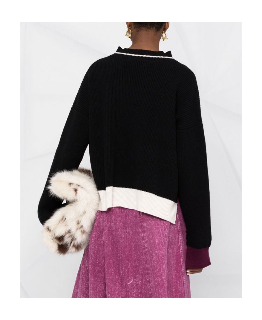 Marni Multi-pocket Split-neck Jumper In Black