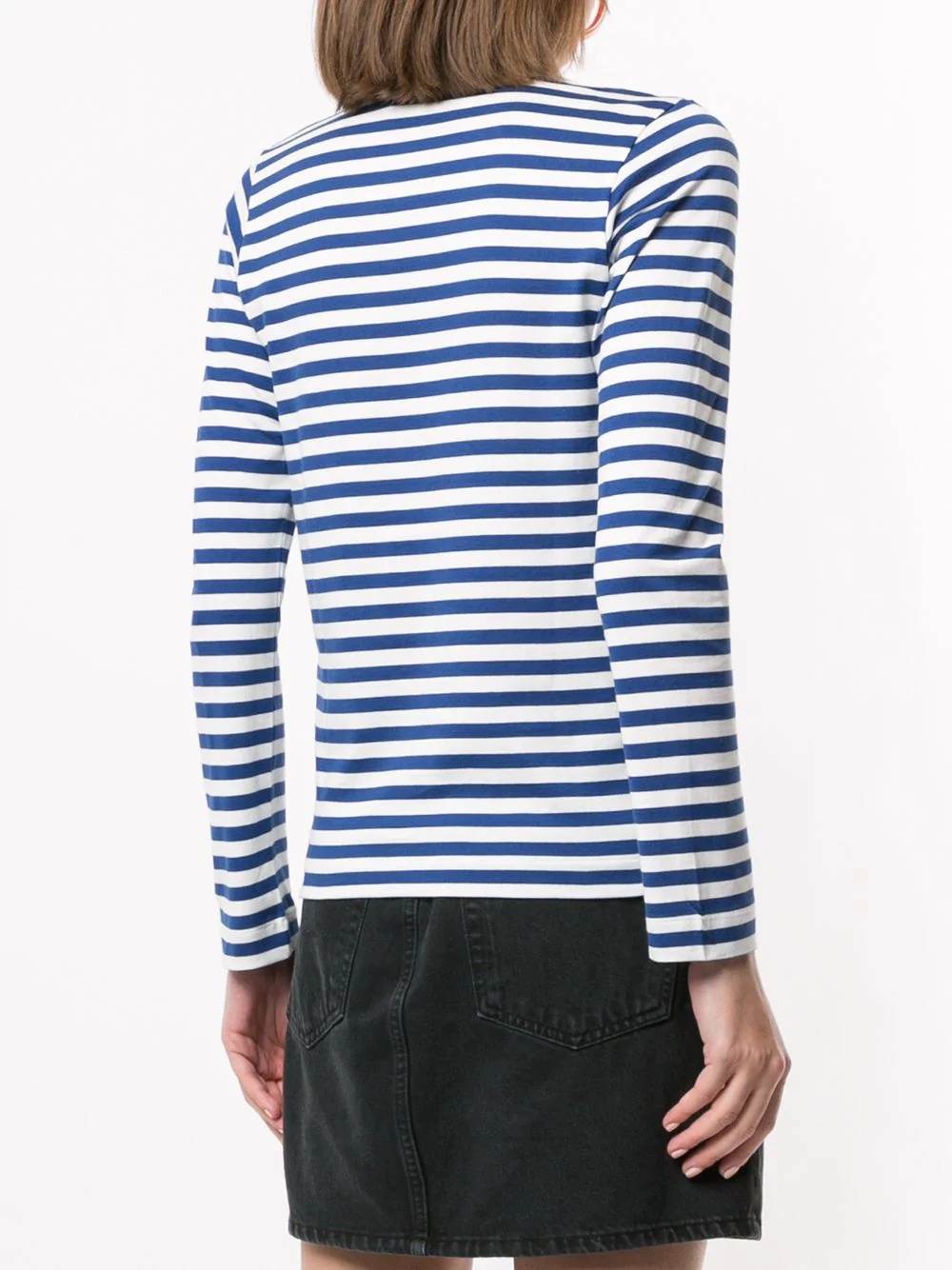 Comme Des Garçons Play Striped Logo-patch T-shirt In Blue