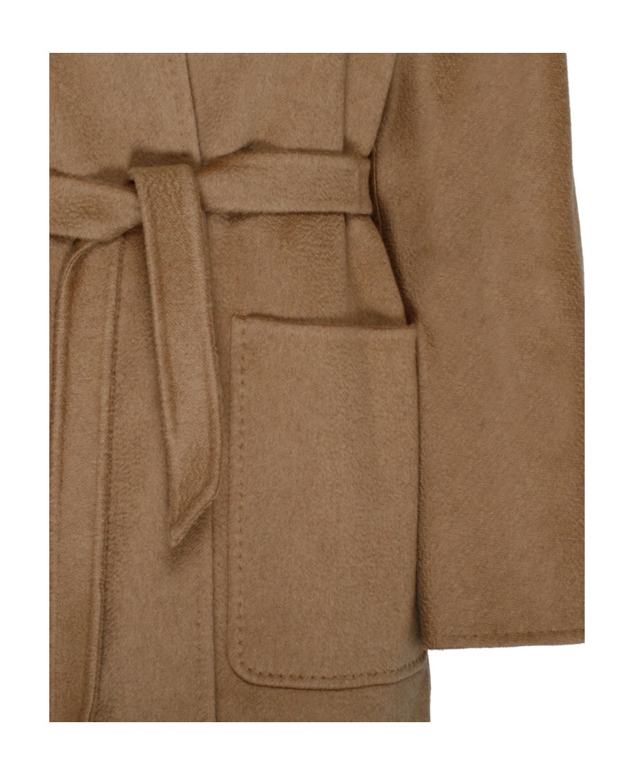 Max Mara Logo Long-sleeved Coat In Brown