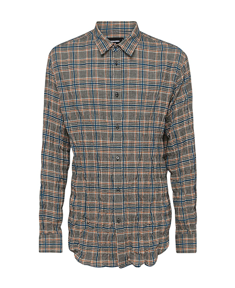 Dsquared2 Checked Cotton-blend Shirt In Gray