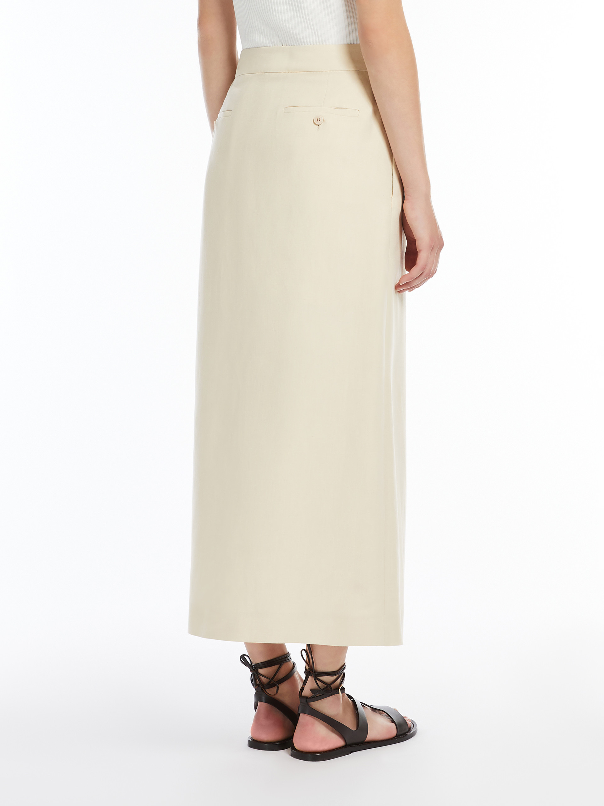 Weekend Max Mara Viscose And Linen Canvas Skirt In Avorio