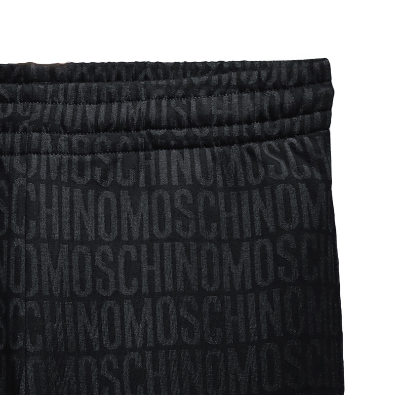 Moschino Cotton Joggers With Ribbed Elastic Waist In Black