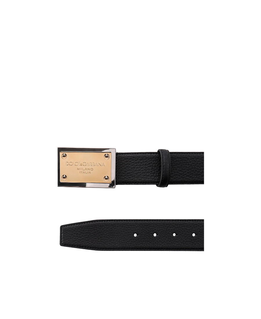 Dolce & Gabbana Lux Leather Belt With Branded Buckle In Nude