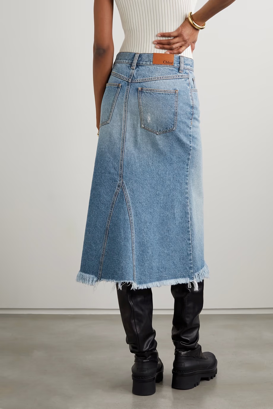 Chloé Asymmetrical Hem Denim Skirt In Blue