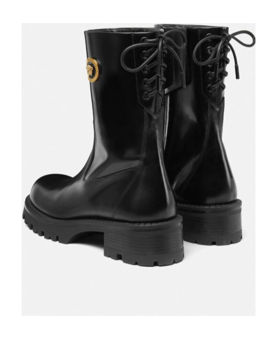 Versace Biker Medusa-plaque Ankle Boots In Black