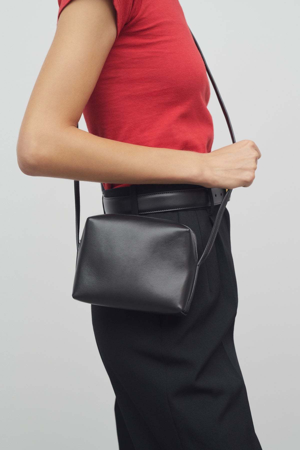The Row Regent Logo Shoulder Bag In Black