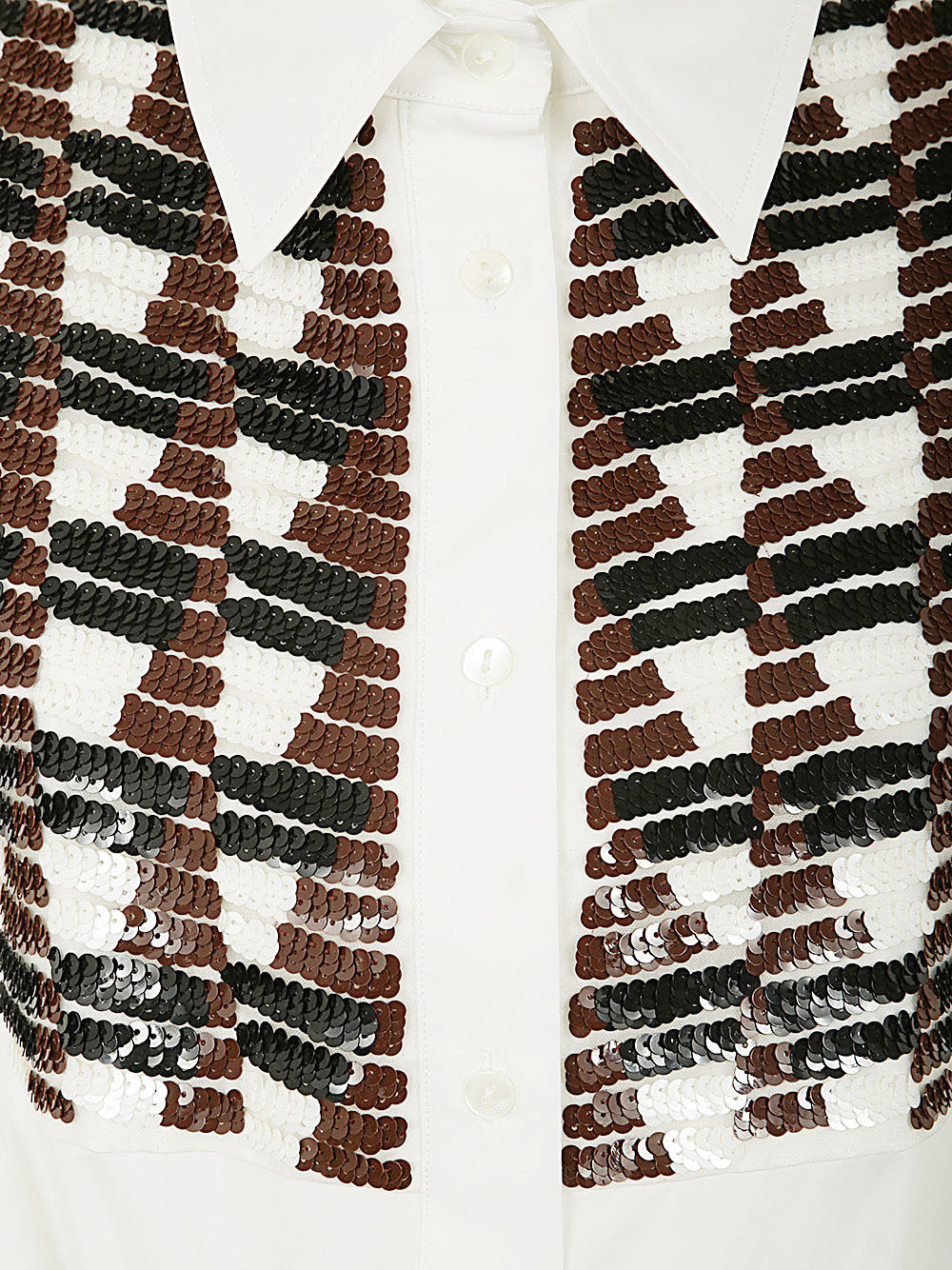 P.a.r.o.s.h Long Chemisier With Sequined Plastron In White