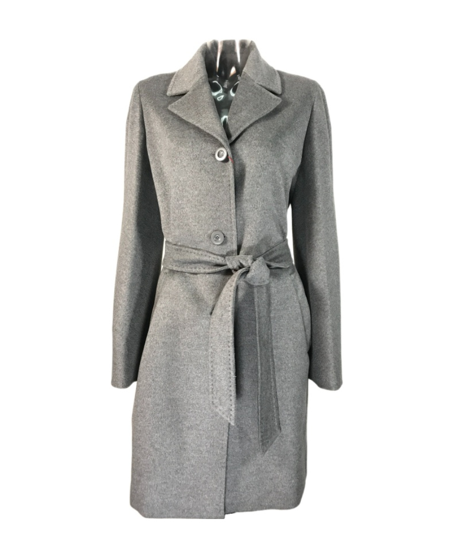 Max Mara Long-sleeved Lace-up Coat In Gray