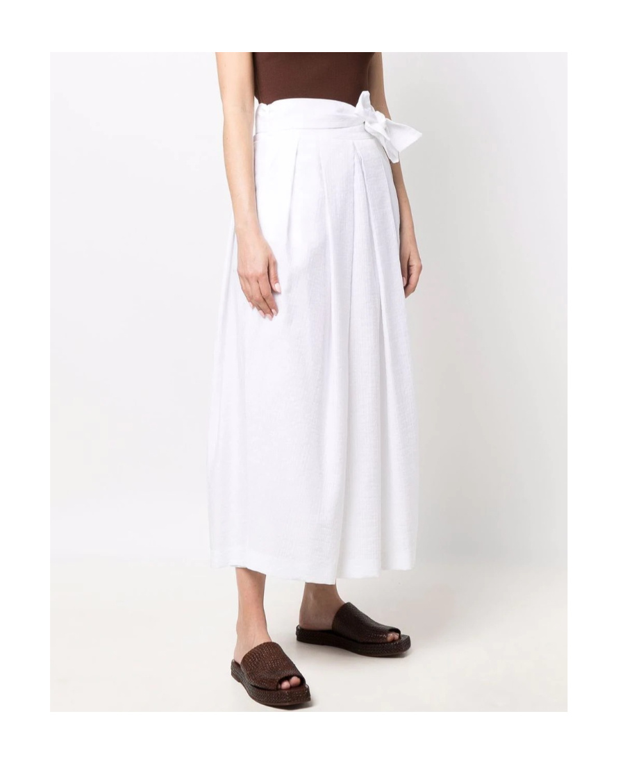 Fabiana Filippi Belted Cotton Midi Skirt In White