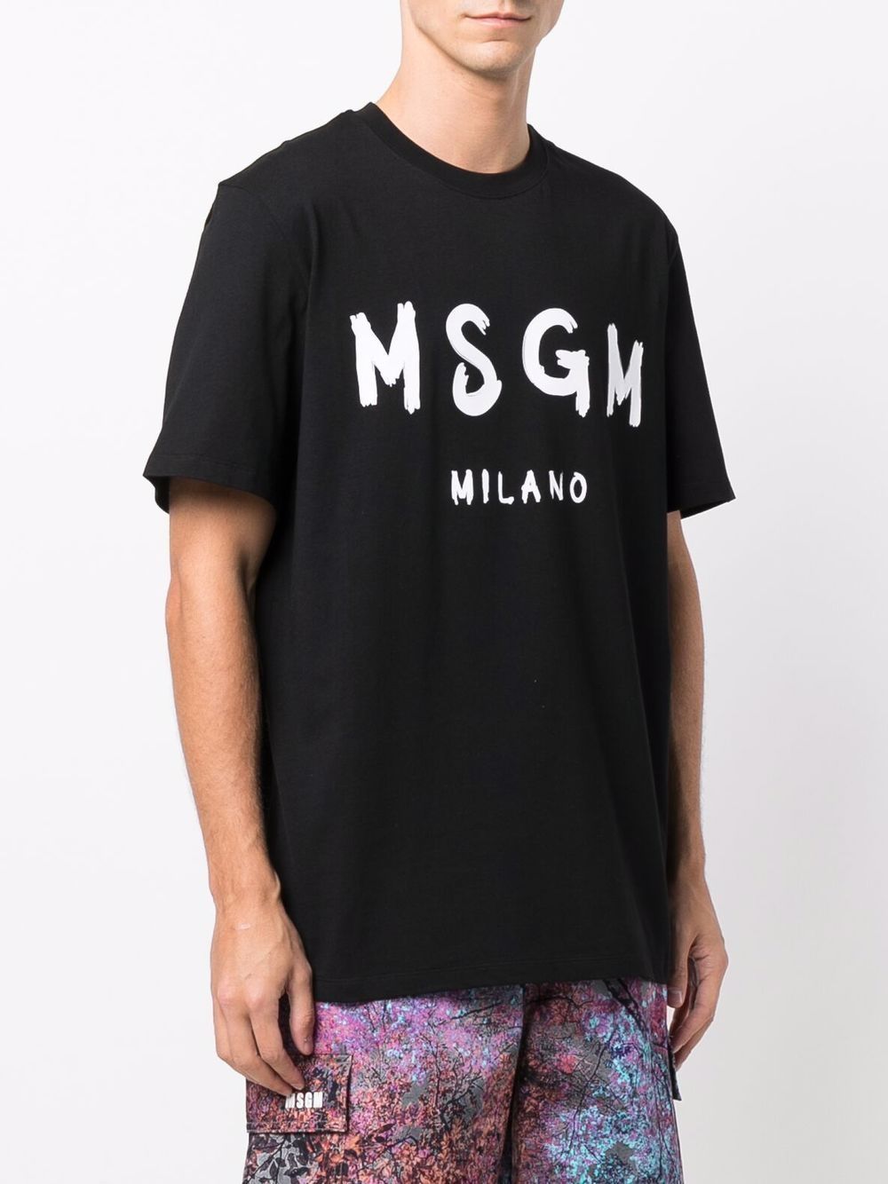 Msgm Cotton T-shirt With Front Printed Logo In Black
