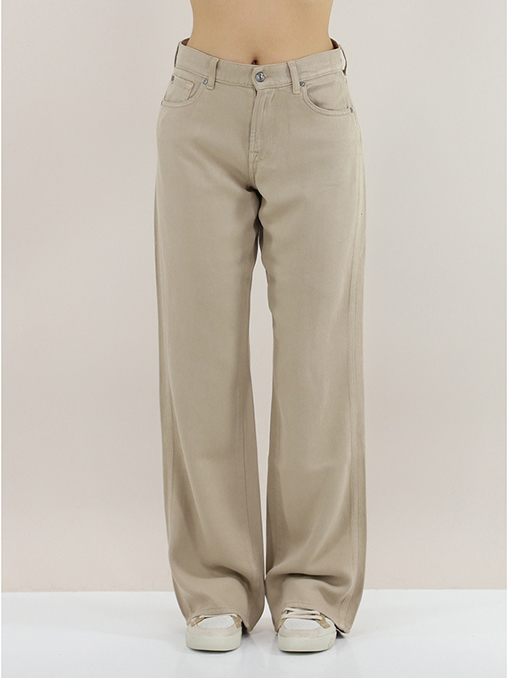 Shop 7 For All Mankind Tess High-rise Straight-leg Trousers In Nude