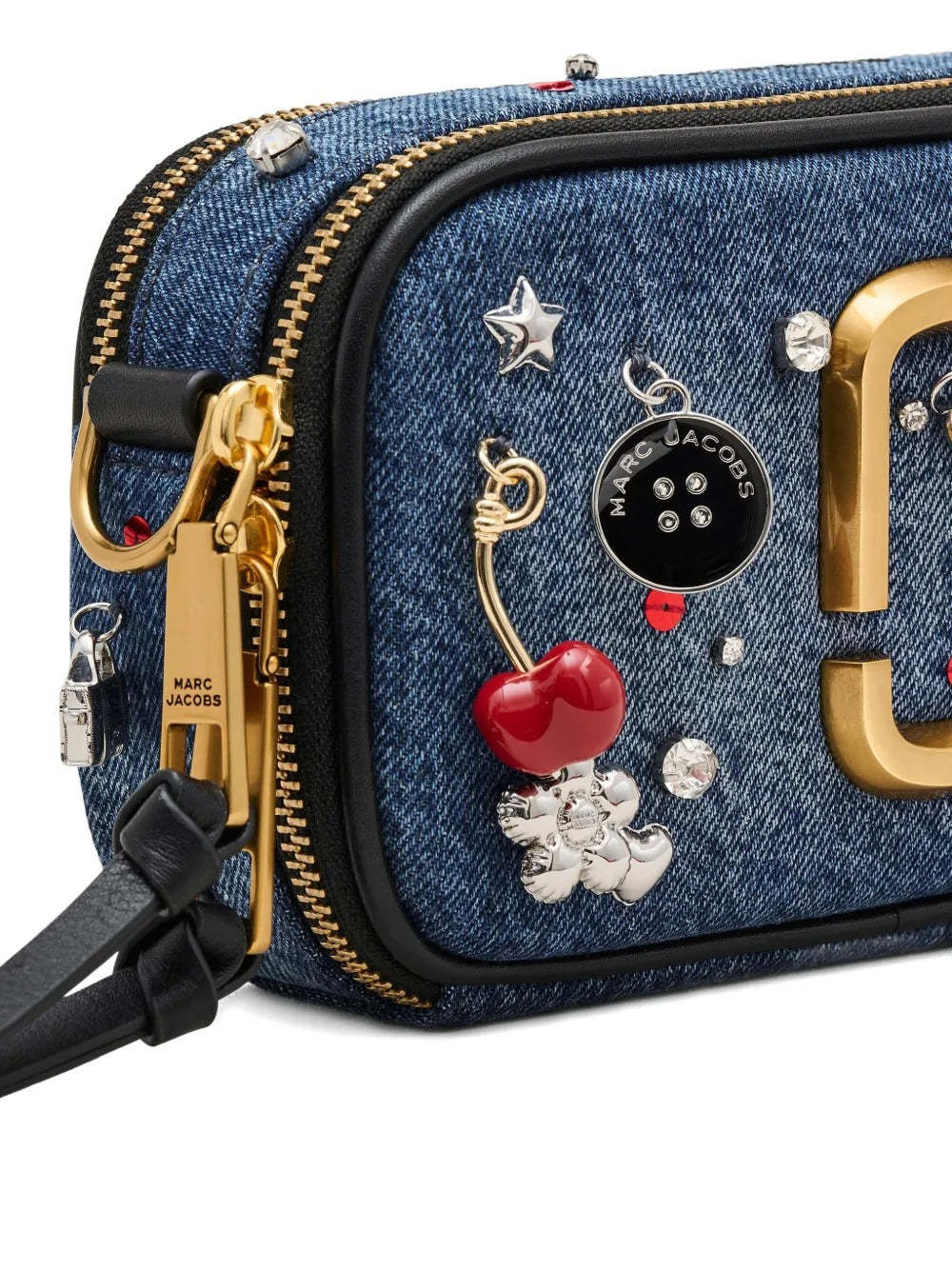 Marc Jacobs The Trinket Charm Denim Snapshot In Black