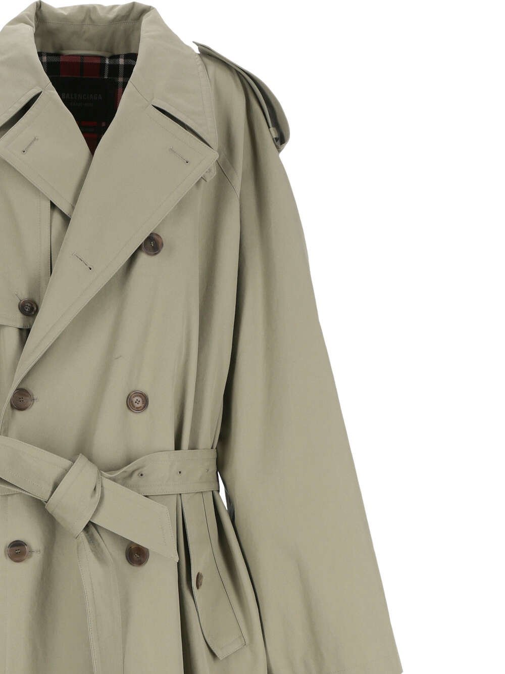 Balenciaga Belted Maxi Trench Coat In Nude