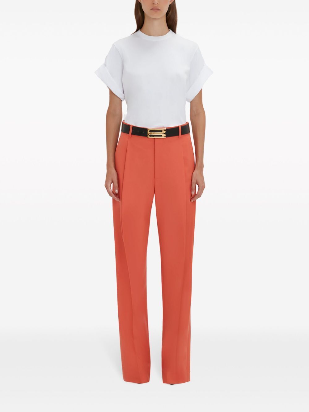 Victoria Beckham Single Pleat Trousers In Red