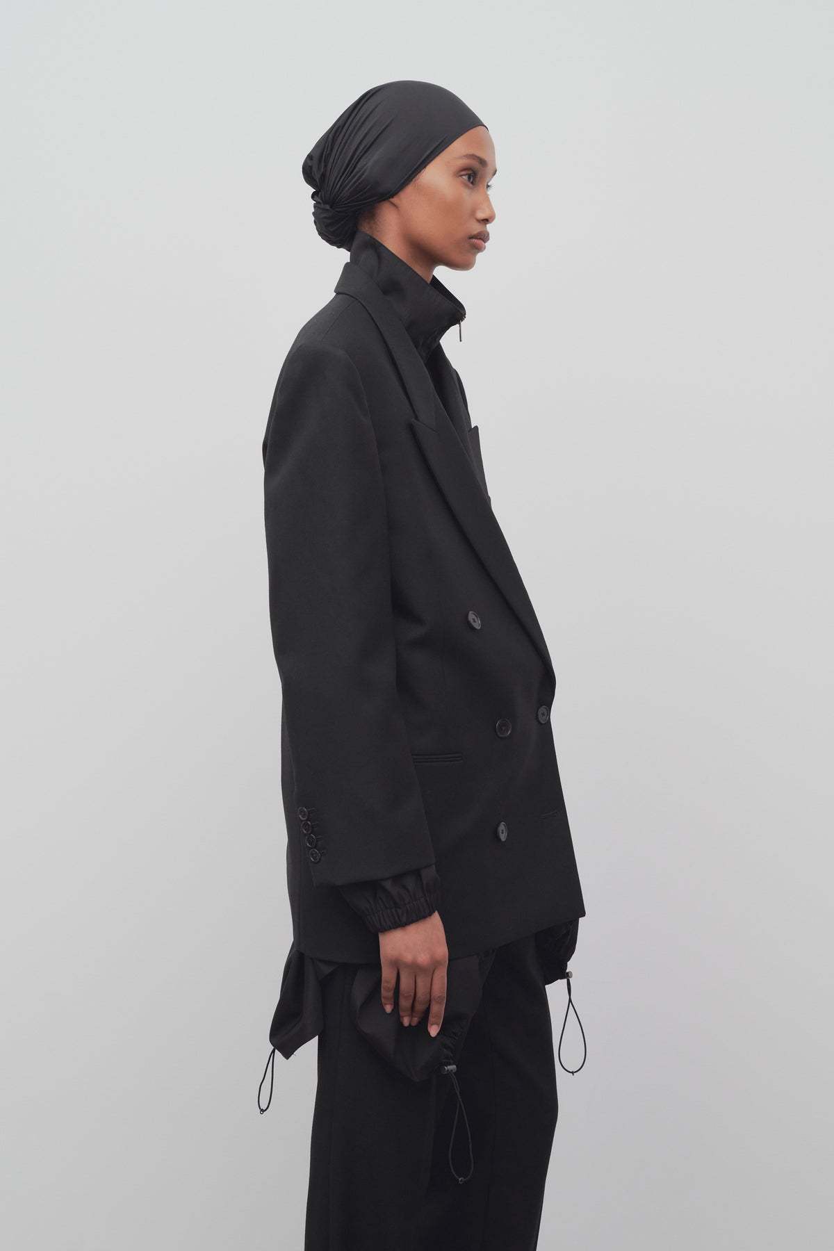 The Row Double-breasted Wool Coat In Black