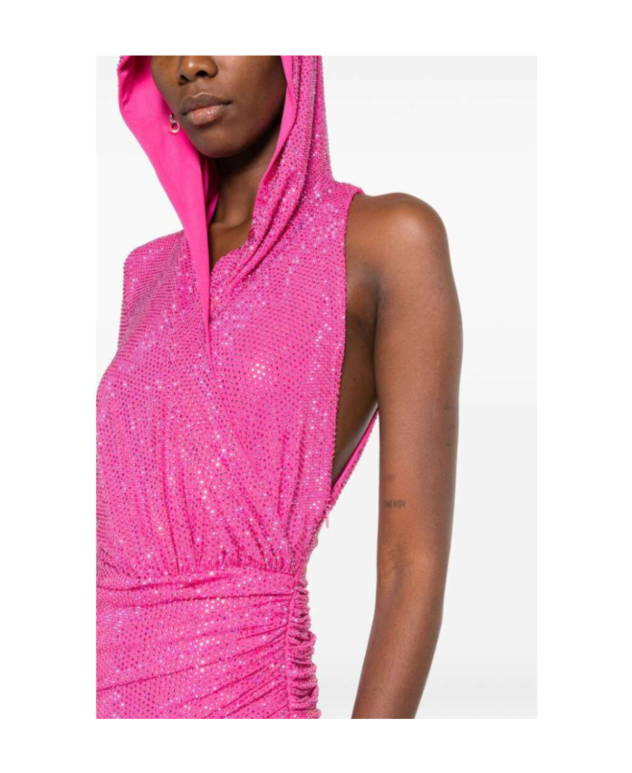 Alexandre Vauthier Rhinestone-embellished Hooded Dress In Pink