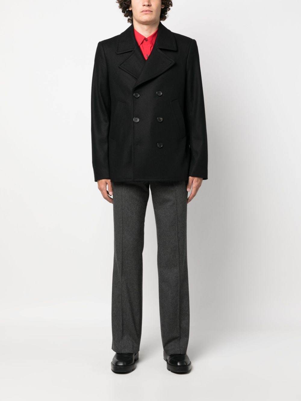 Ps By Paul Smith Double-breasted Wool-blend Coat In Black
