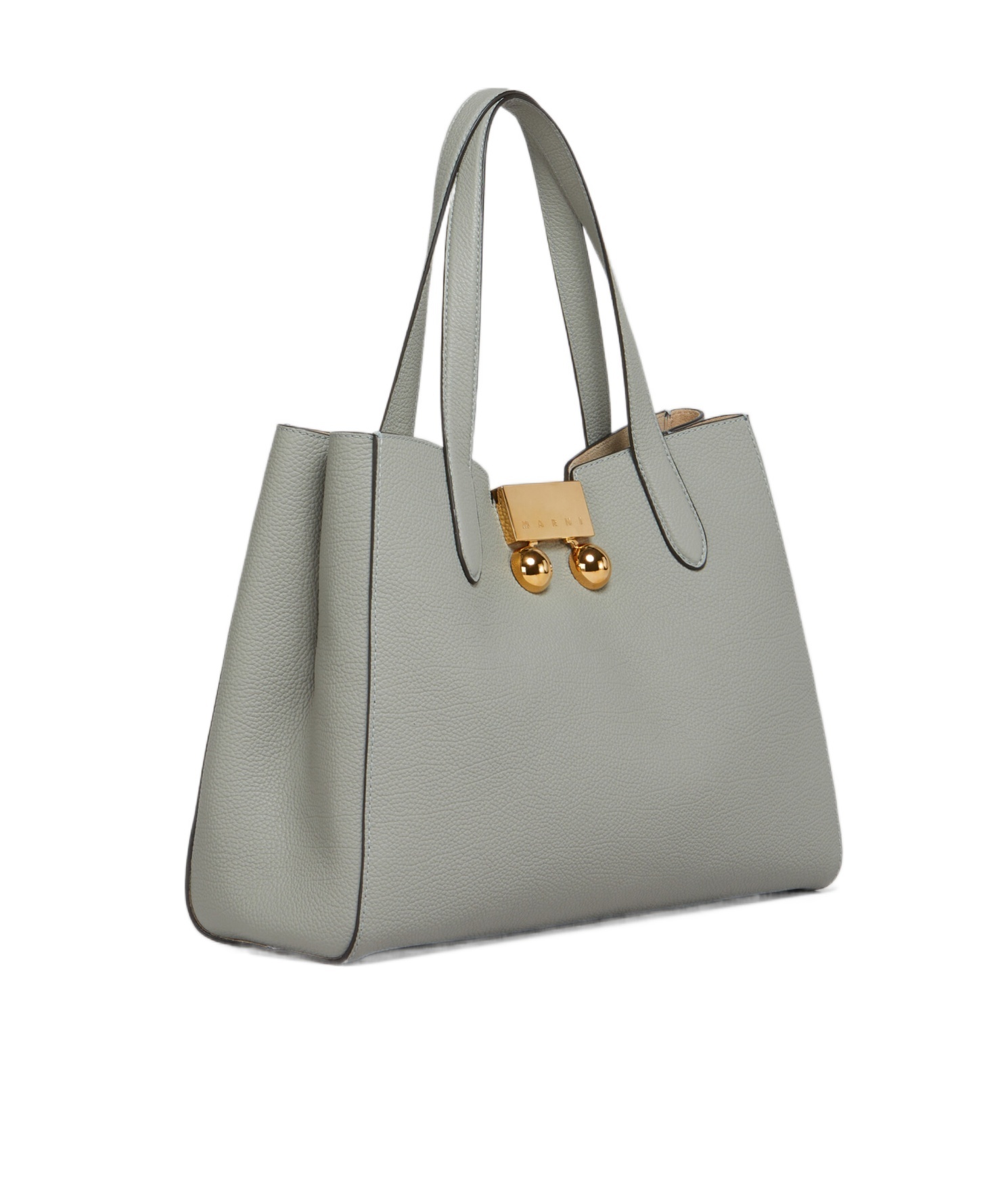 Marni Trunkaroo Small Calfskin Tote Bag In Gray