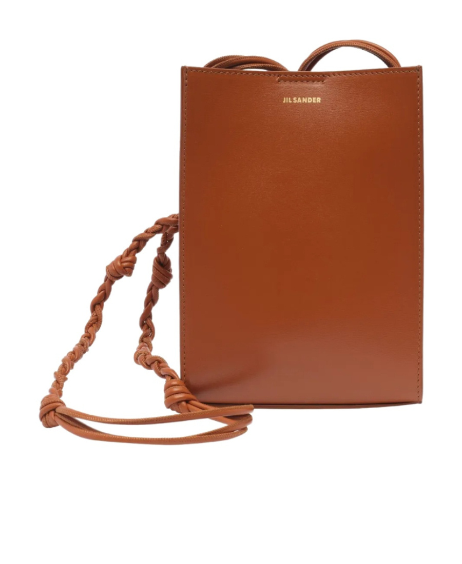 Jil Sander Dark Pink Leather Small Tangle Shoulder Bag In Brown