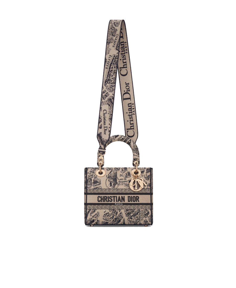 Dior Medium Lady D-lite Shoulder Bag In Nude
