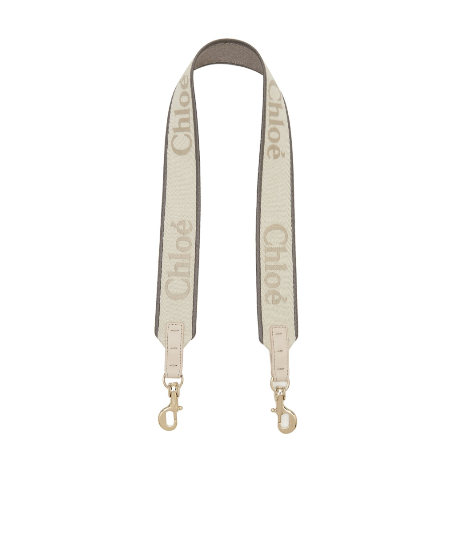 Chloé Chloe Embroidered-logo Shoulder Bag Strap In Nude