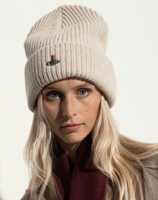 Vivienne Westwood Mens White Sporty Orb-embroidery Wool Beanie In Neutral