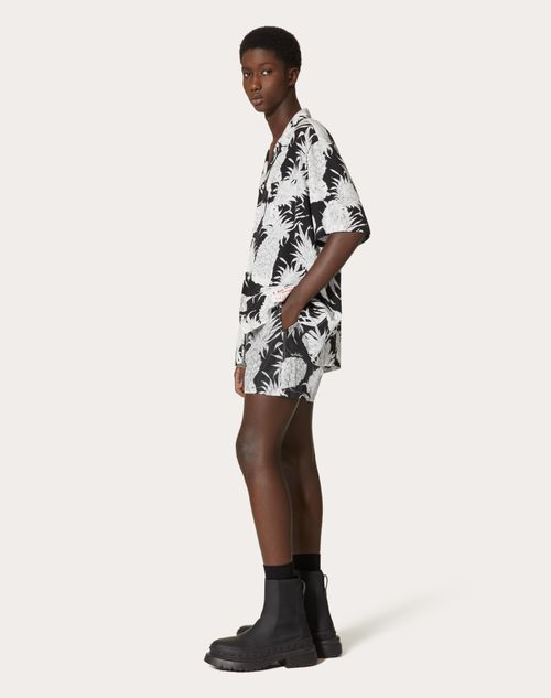 Valentino Printed Swim Trunks In White