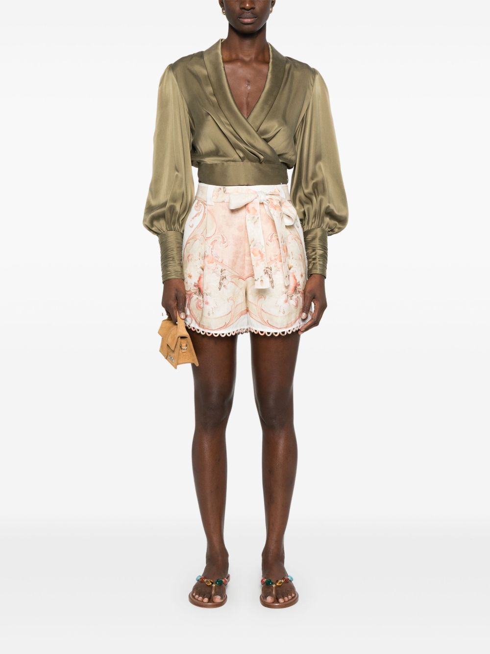 Shop Twinset Printed Linen Shorts