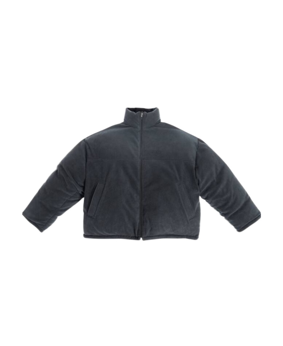 Balenciaga Logo-print Reversible Padded Coat In Black