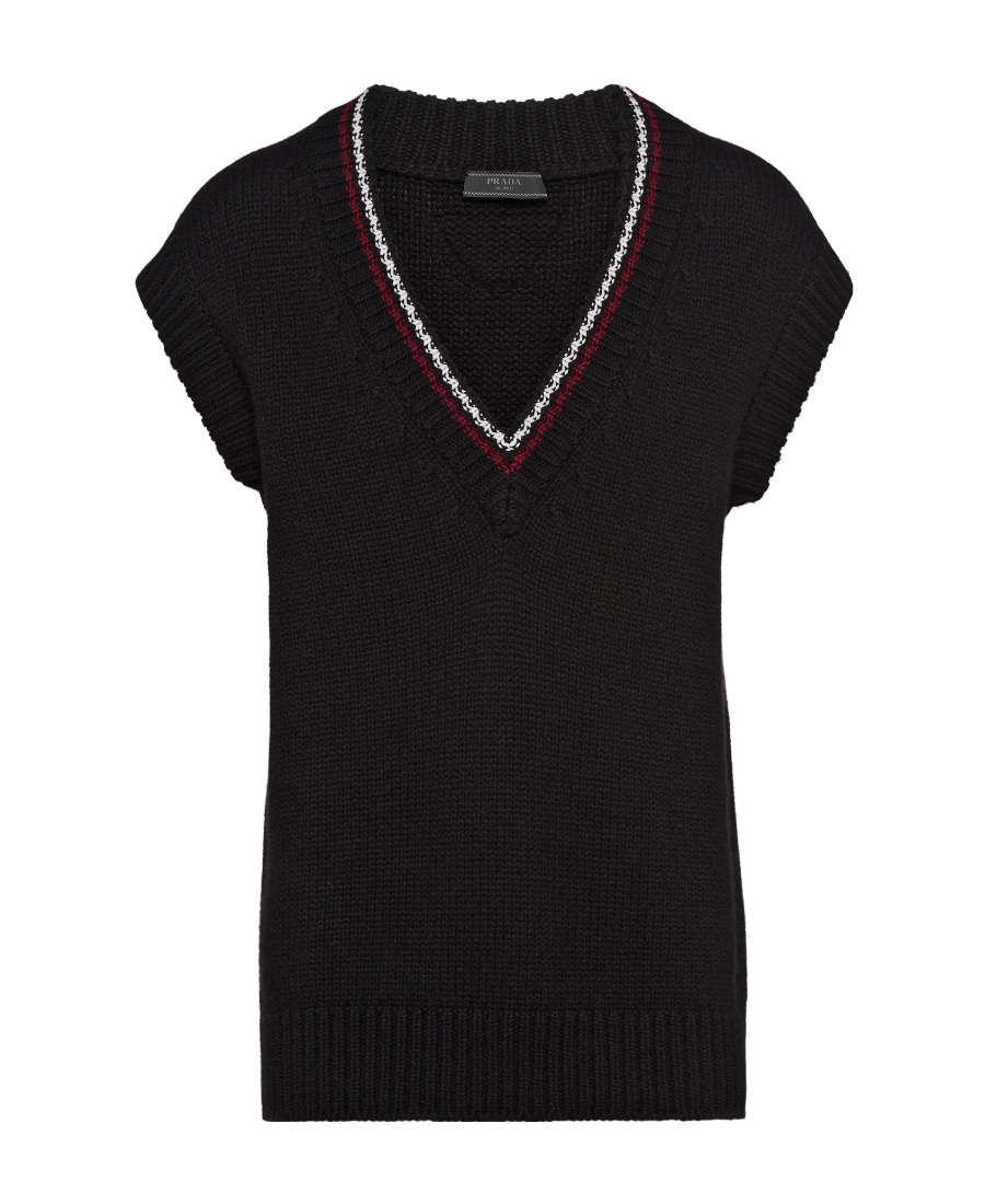 Prada Chunky-knit Cashmere Vest In Black